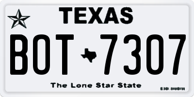 TX license plate BOT7307
