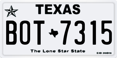 TX license plate BOT7315