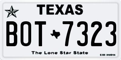 TX license plate BOT7323