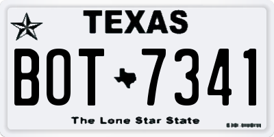 TX license plate BOT7341
