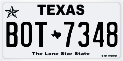 TX license plate BOT7348