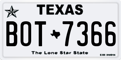 TX license plate BOT7366