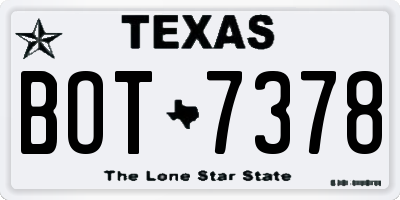 TX license plate BOT7378