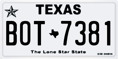 TX license plate BOT7381