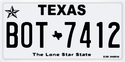 TX license plate BOT7412