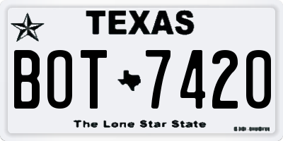 TX license plate BOT7420