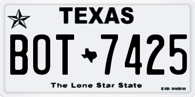 TX license plate BOT7425