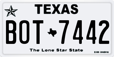 TX license plate BOT7442