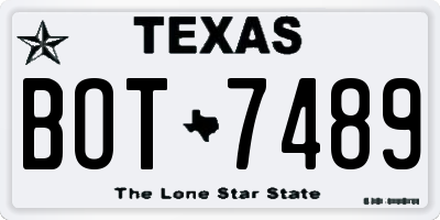 TX license plate BOT7489