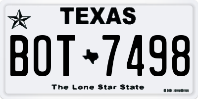 TX license plate BOT7498