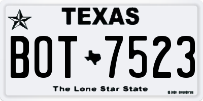 TX license plate BOT7523