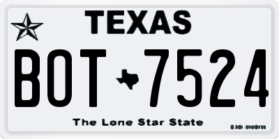 TX license plate BOT7524