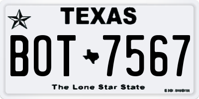 TX license plate BOT7567