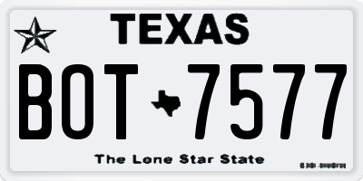 TX license plate BOT7577