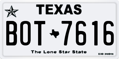 TX license plate BOT7616