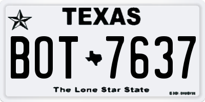 TX license plate BOT7637
