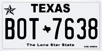 TX license plate BOT7638