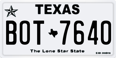 TX license plate BOT7640