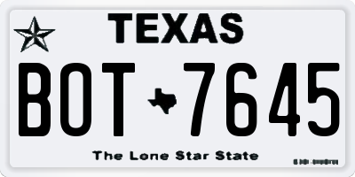 TX license plate BOT7645