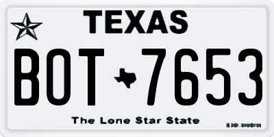 TX license plate BOT7653
