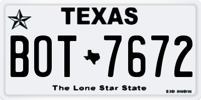 TX license plate BOT7672