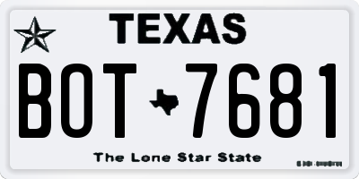 TX license plate BOT7681