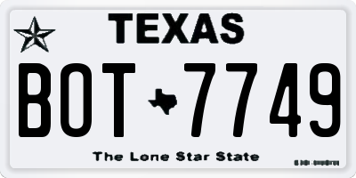 TX license plate BOT7749