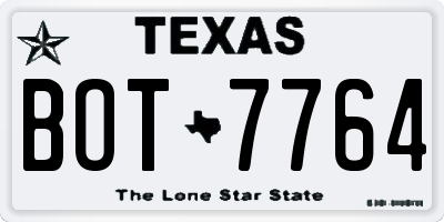 TX license plate BOT7764