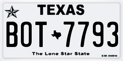 TX license plate BOT7793