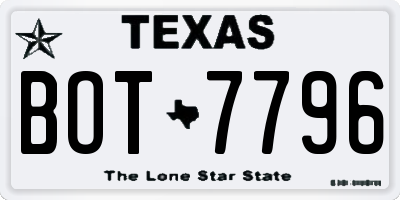 TX license plate BOT7796
