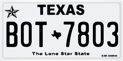 TX license plate BOT7803
