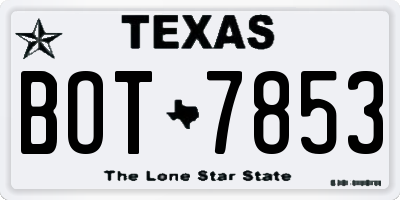 TX license plate BOT7853