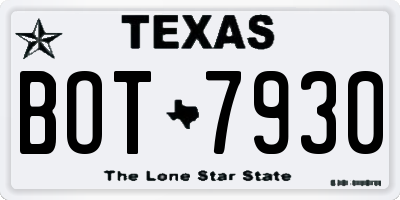 TX license plate BOT7930