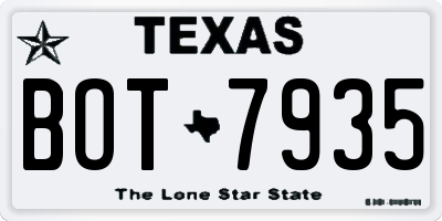 TX license plate BOT7935