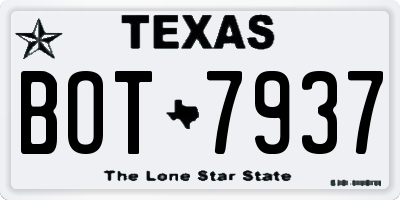 TX license plate BOT7937