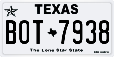 TX license plate BOT7938
