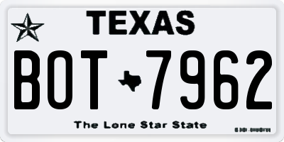 TX license plate BOT7962