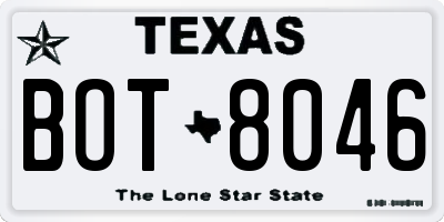 TX license plate BOT8046