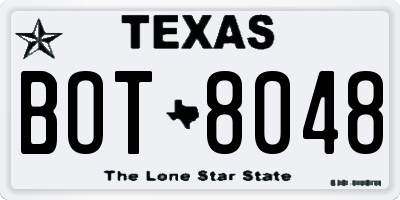 TX license plate BOT8048
