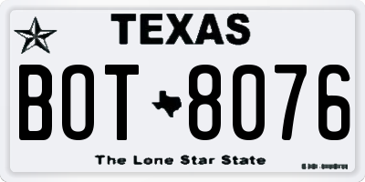 TX license plate BOT8076