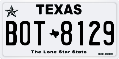 TX license plate BOT8129
