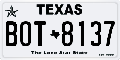 TX license plate BOT8137