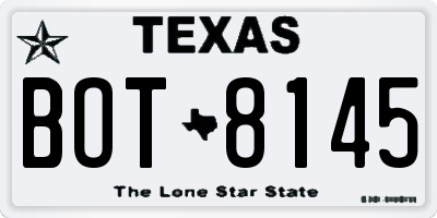 TX license plate BOT8145