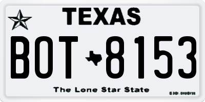 TX license plate BOT8153