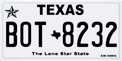 TX license plate BOT8232