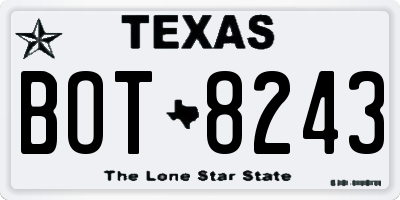 TX license plate BOT8243