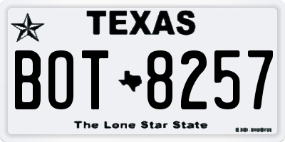 TX license plate BOT8257