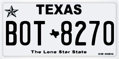 TX license plate BOT8270