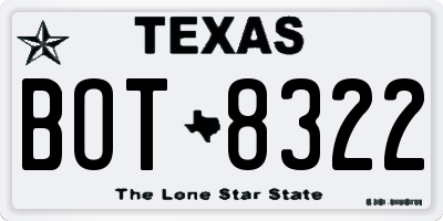 TX license plate BOT8322