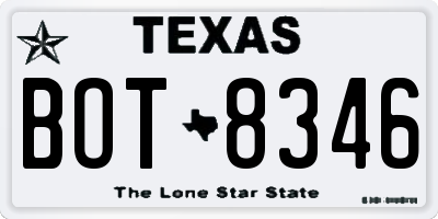 TX license plate BOT8346